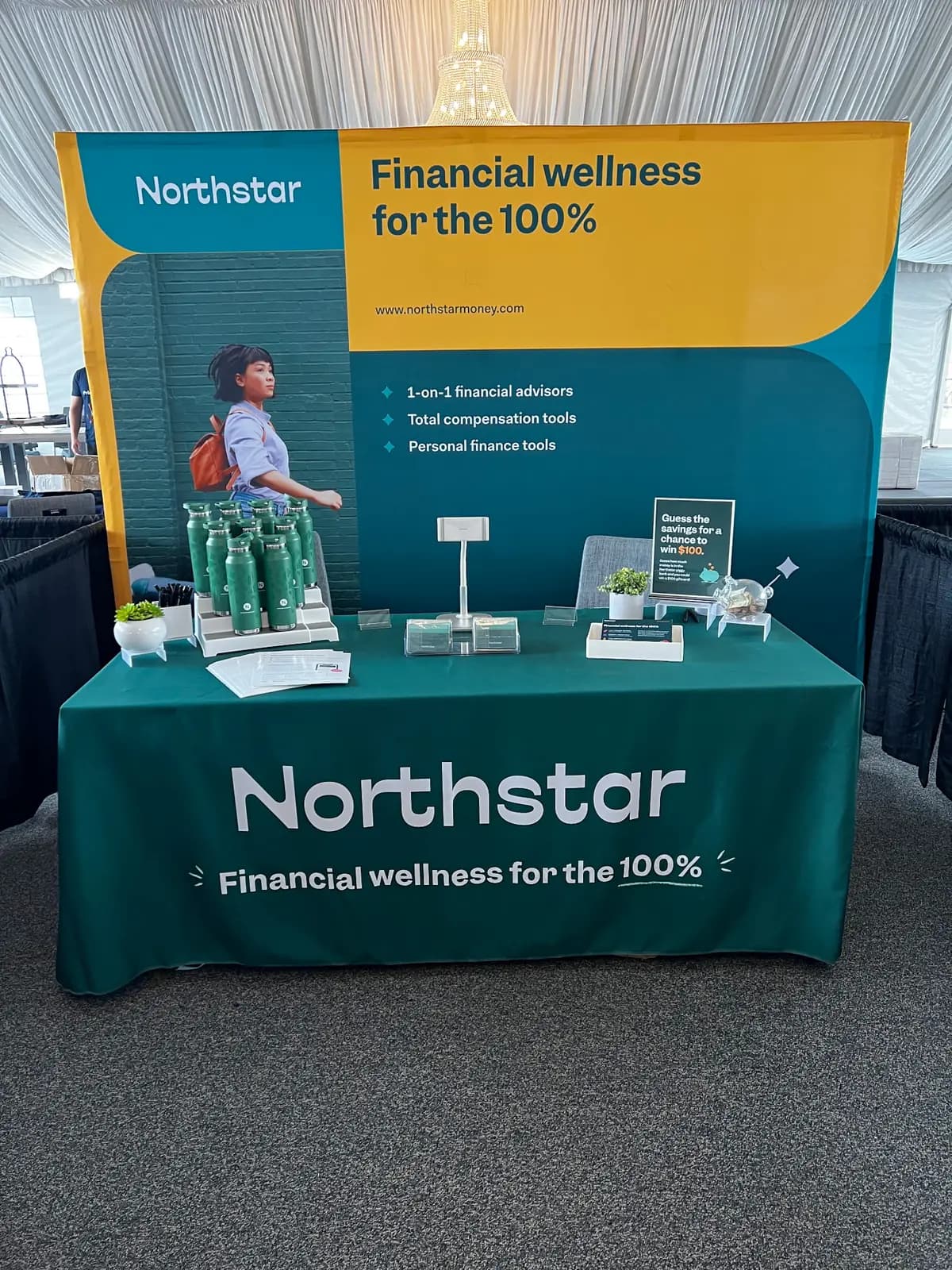 This is an example of a small conference booth for a FinTech SaaS startup.