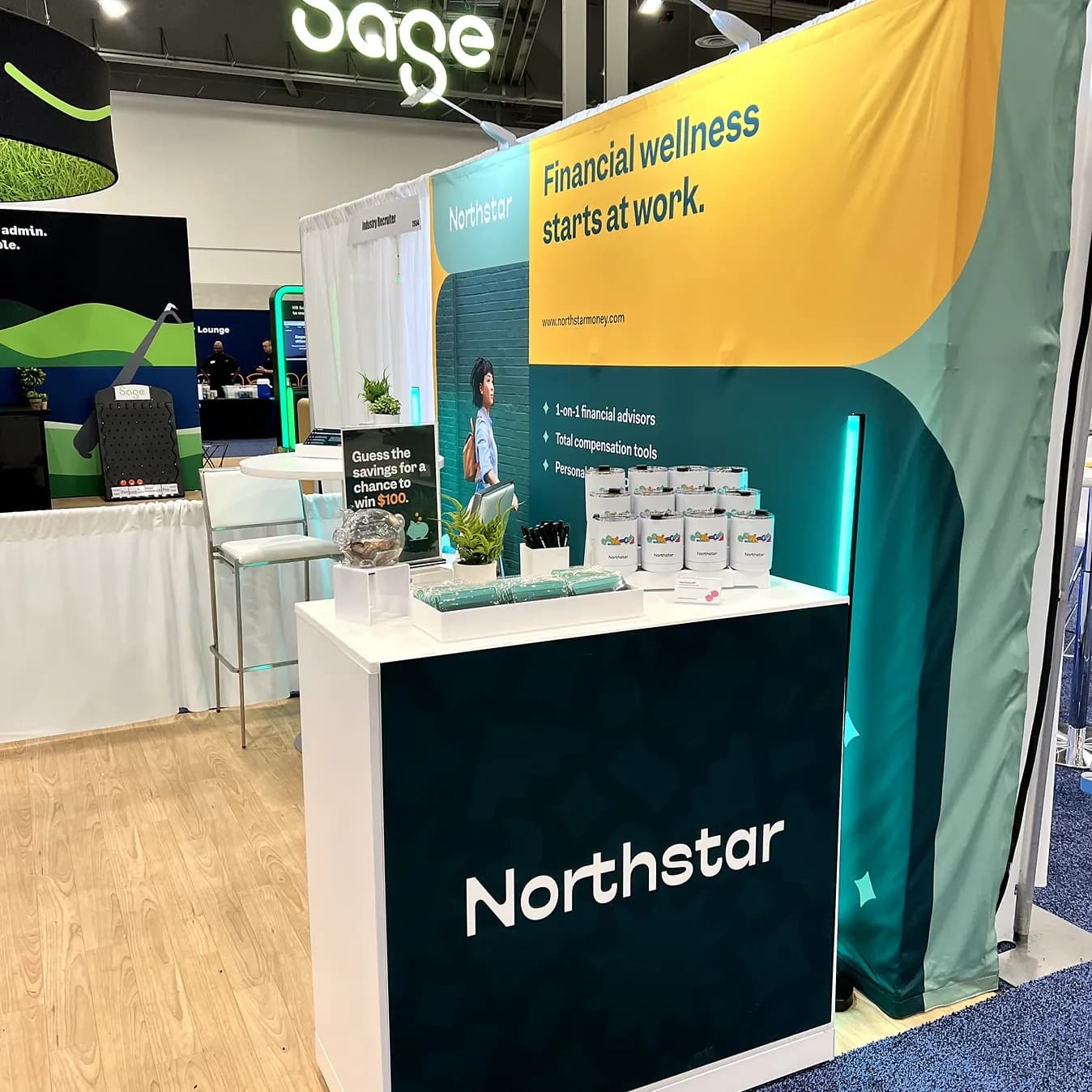 This is an example of a medium-sized booth for a FinTech SaaS startup at SHRM 2023.