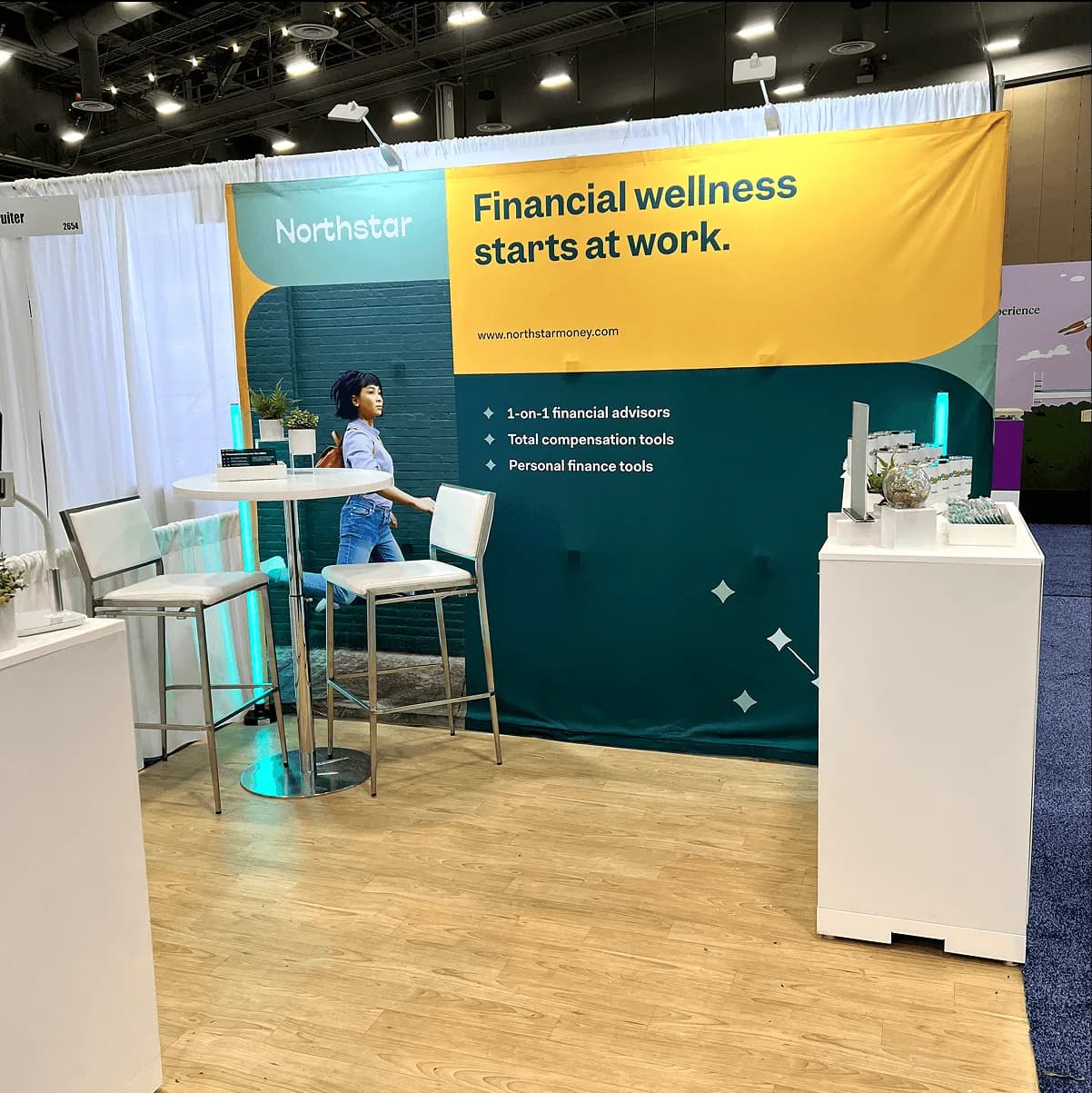 This is an example of a medium-sized booth for a FinTech SaaS startup at SHRM 2023.